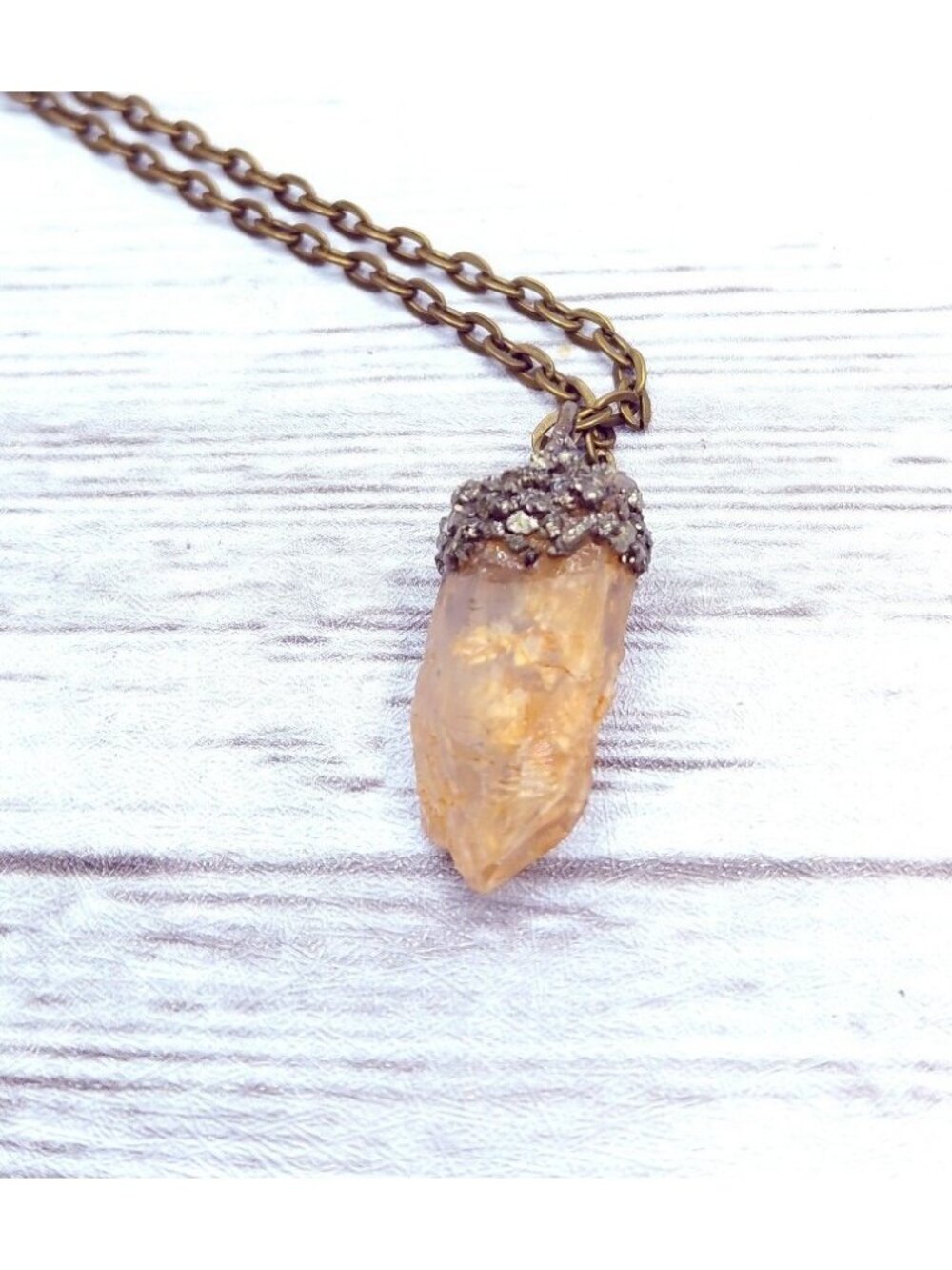 Quartz crystal necklace handmade